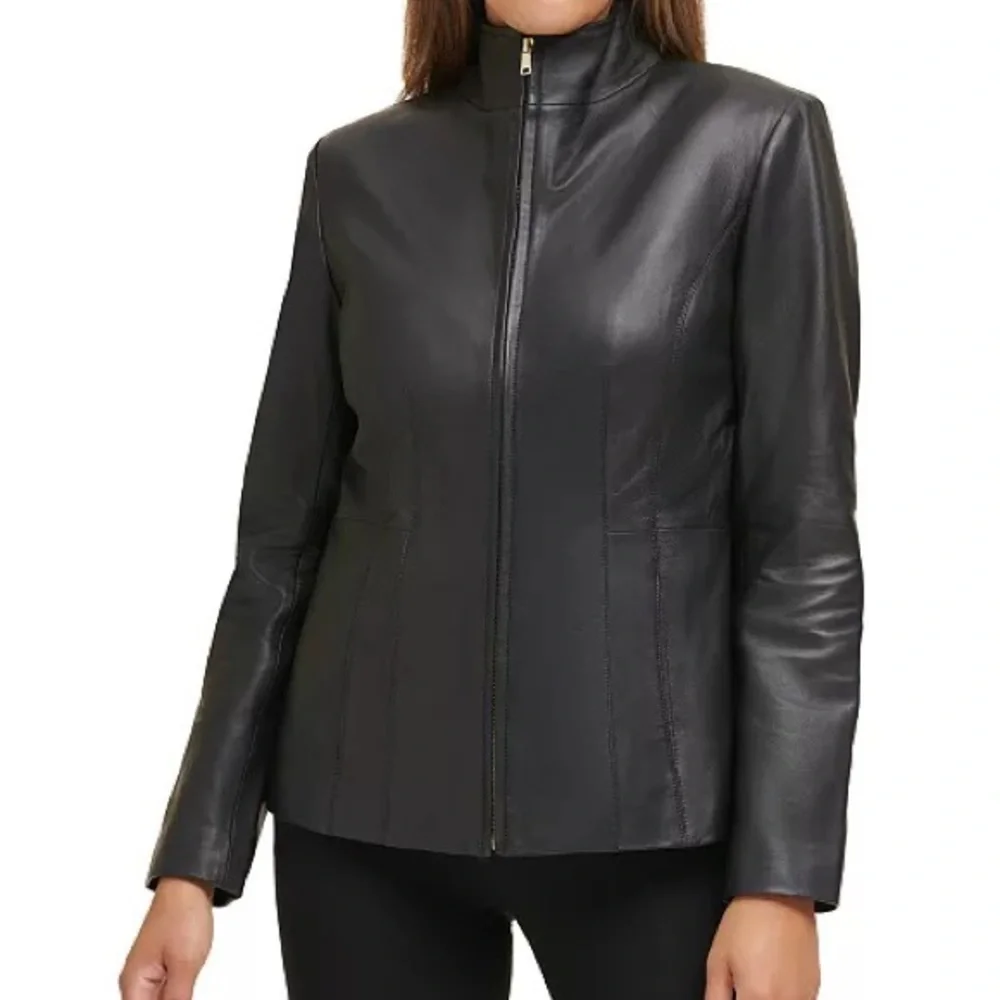 COLE HAAN Women’s leather/lamb skin jacket - Picture 2 of 13